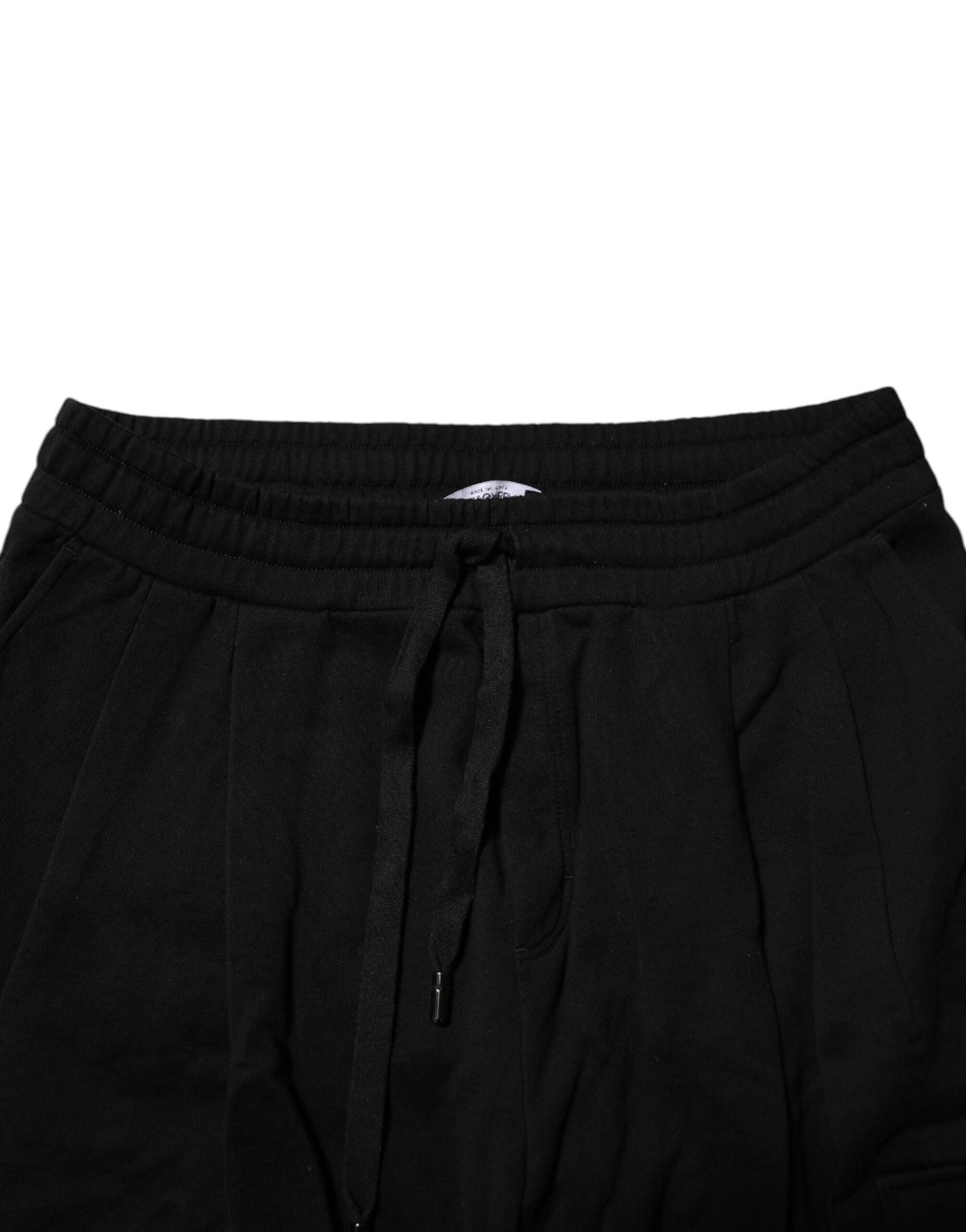 Dolce & Gabbana Black Cotton Logo Jogger Sweatpants Pants Dolce & Gabbana