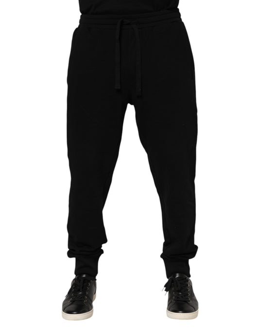 Dolce & Gabbana Black Cotton Crown Jogger Sweatpants Pants Dolce & Gabbana