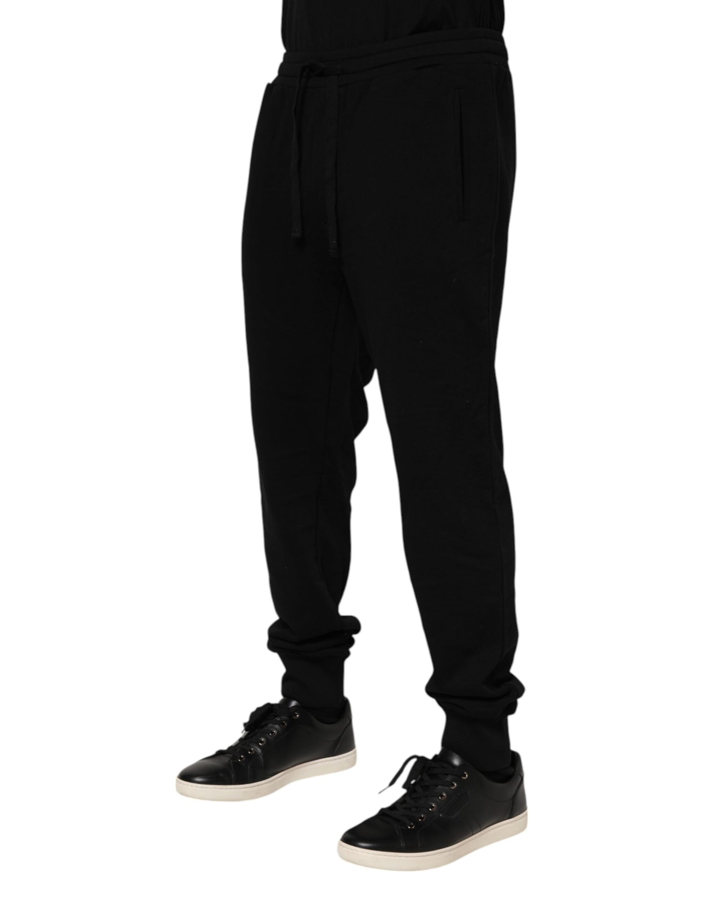 Dolce & Gabbana Black Cotton Crown Jogger Sweatpants Pants Dolce & Gabbana