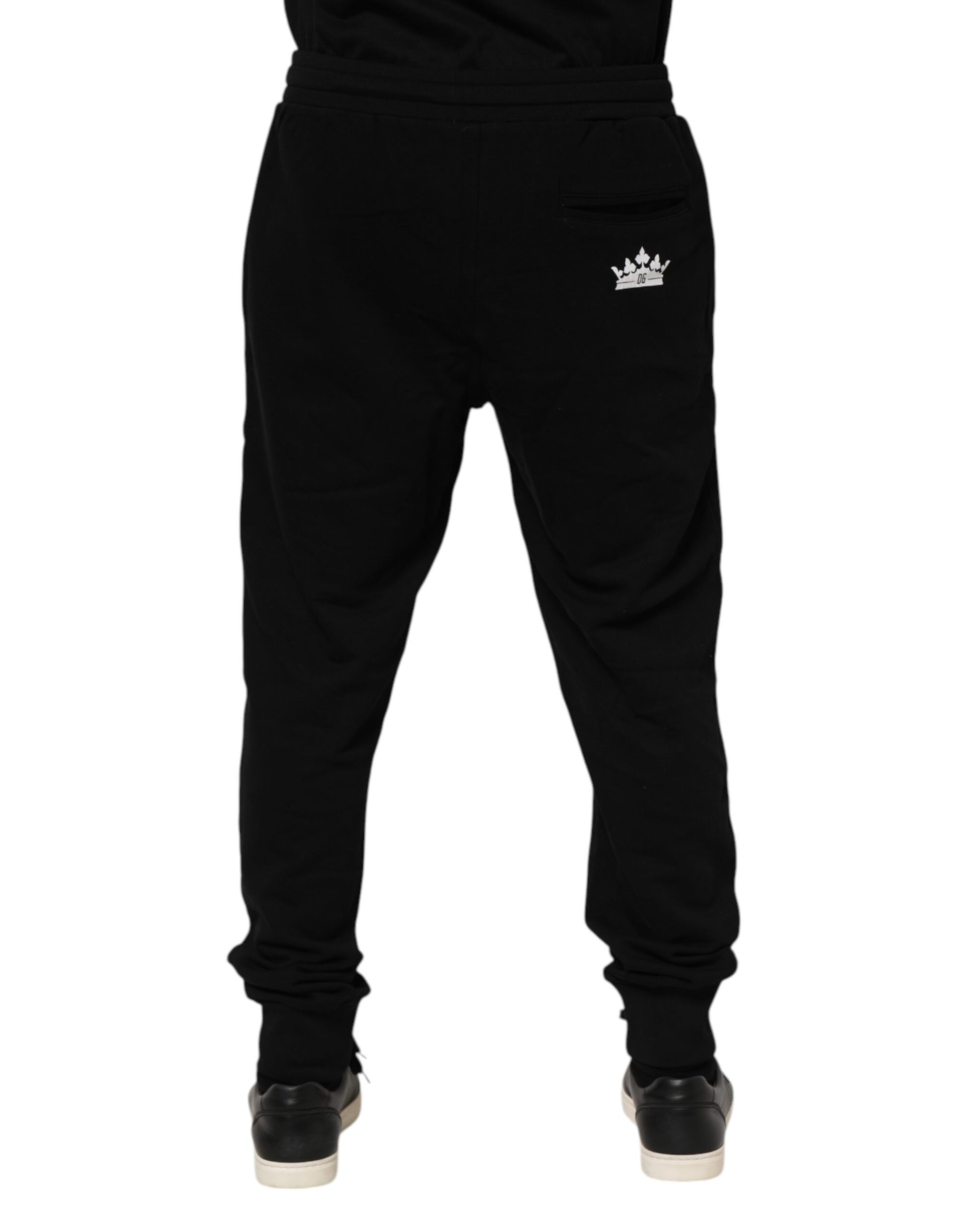 Dolce & Gabbana Black Cotton Crown Jogger Sweatpants Pants Dolce & Gabbana