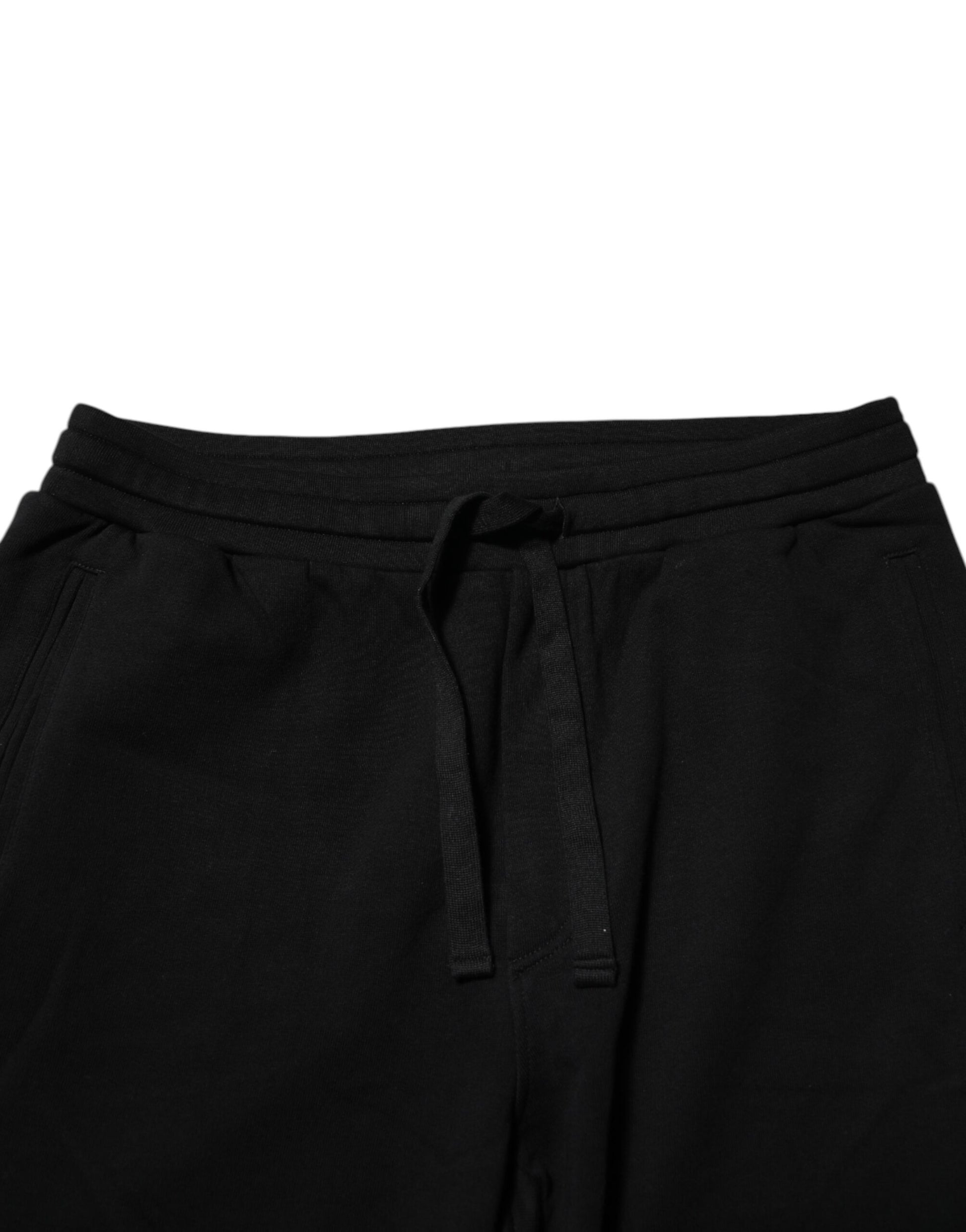 Dolce & Gabbana Black Cotton Crown Jogger Sweatpants Pants Dolce & Gabbana