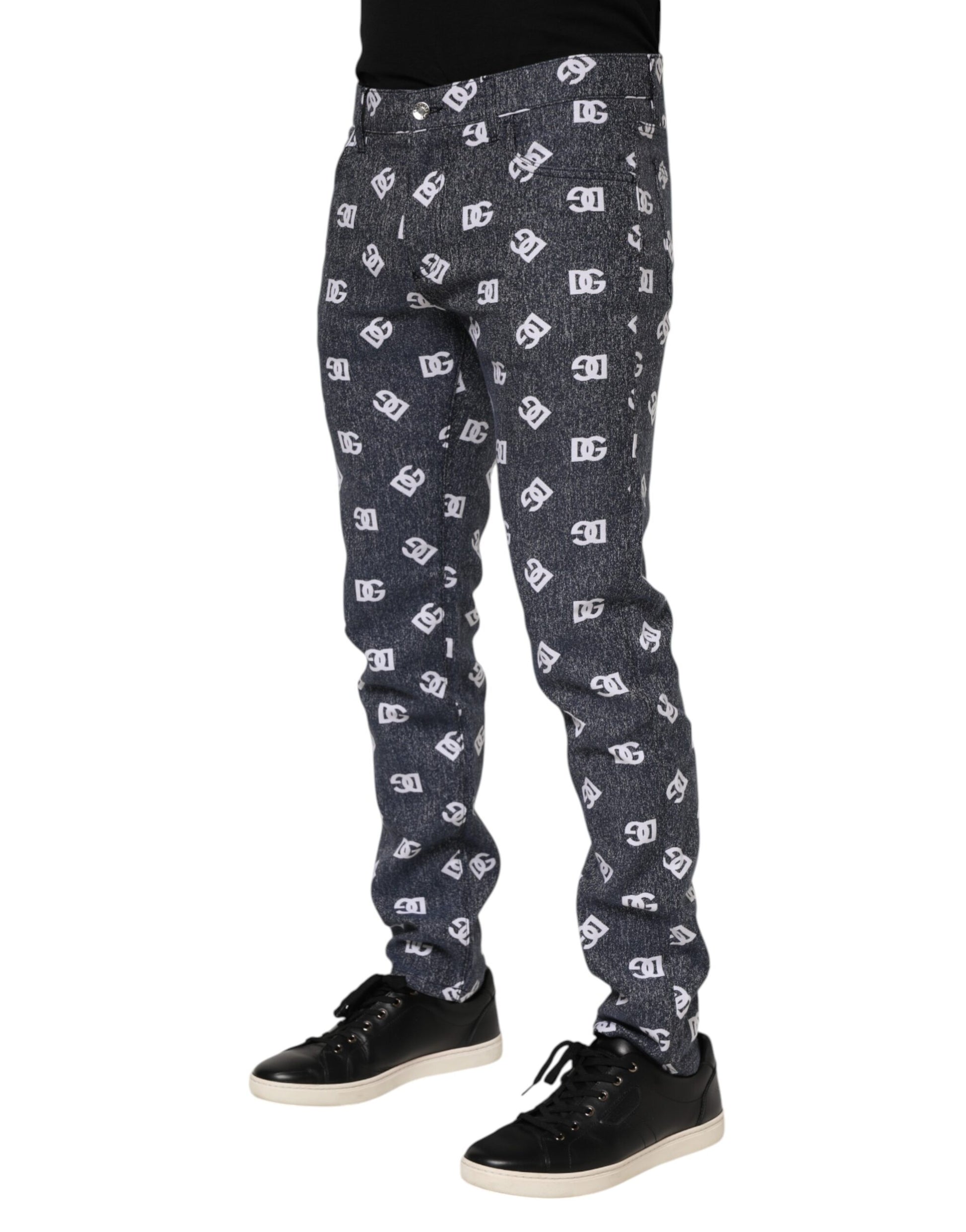Dolce & Gabbana Dark Gray Logo Cotton Skinny Slim Denim Jeans Dolce & Gabbana