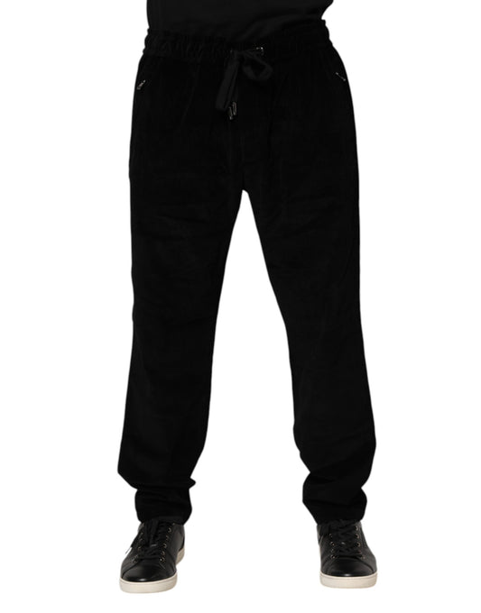 Dolce & Gabbana Black Cotton Men Jogger Sweatpants Pants Dolce & Gabbana