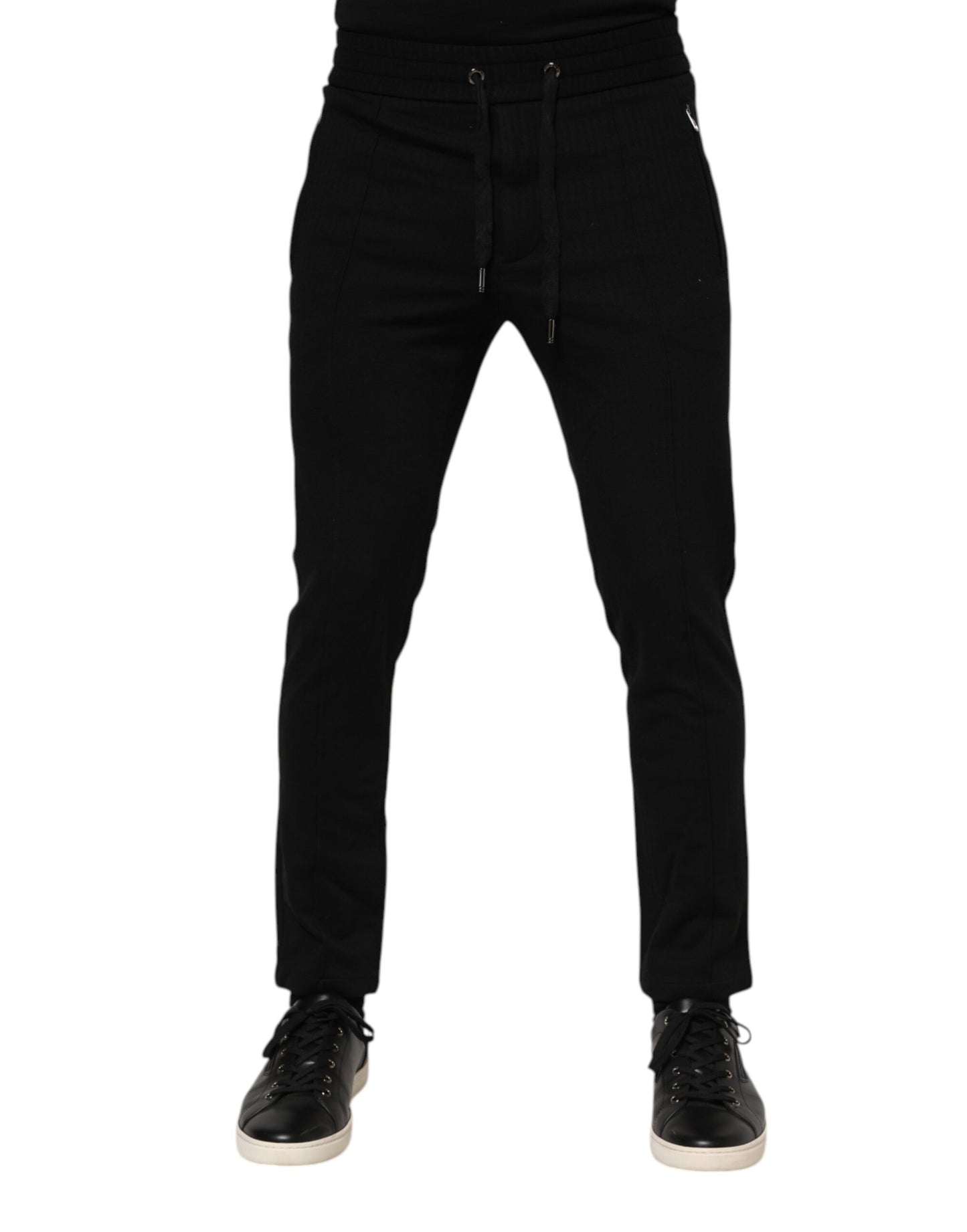 Dolce & Gabbana Black Viscose Drawstring Men Jogger Pants Dolce & Gabbana