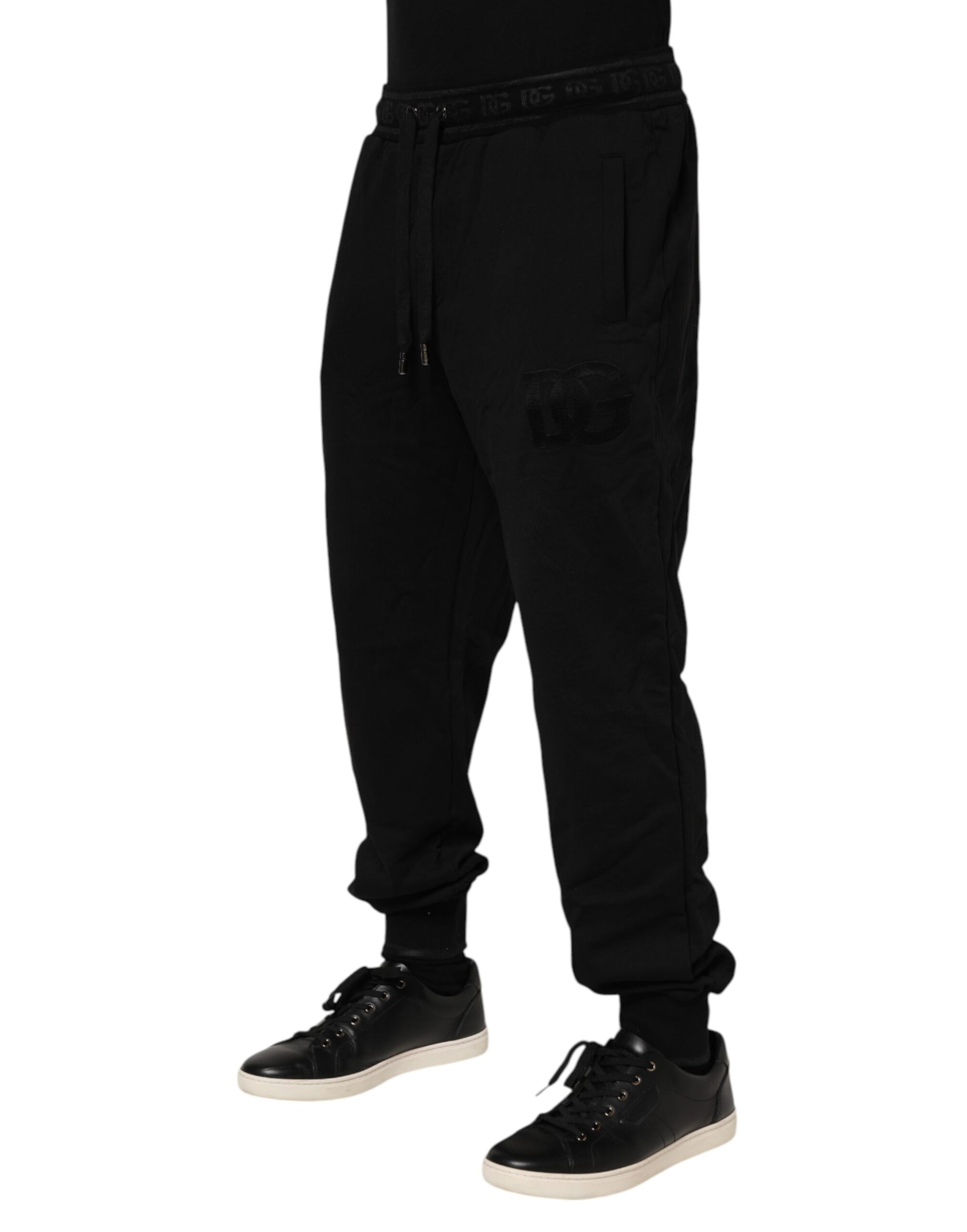 Dolce & Gabbana Black Cotton Drawstring Jogger Pants Dolce & Gabbana