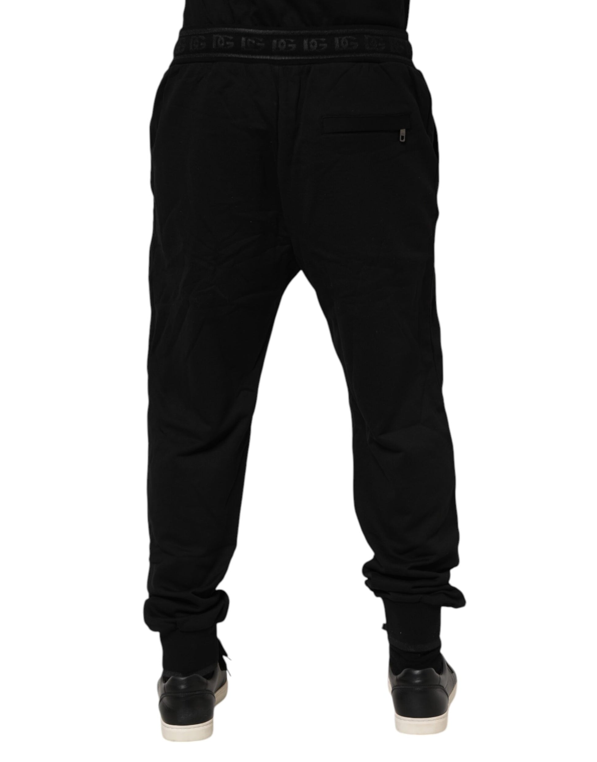 Dolce & Gabbana Black Cotton Drawstring Jogger Pants Dolce & Gabbana
