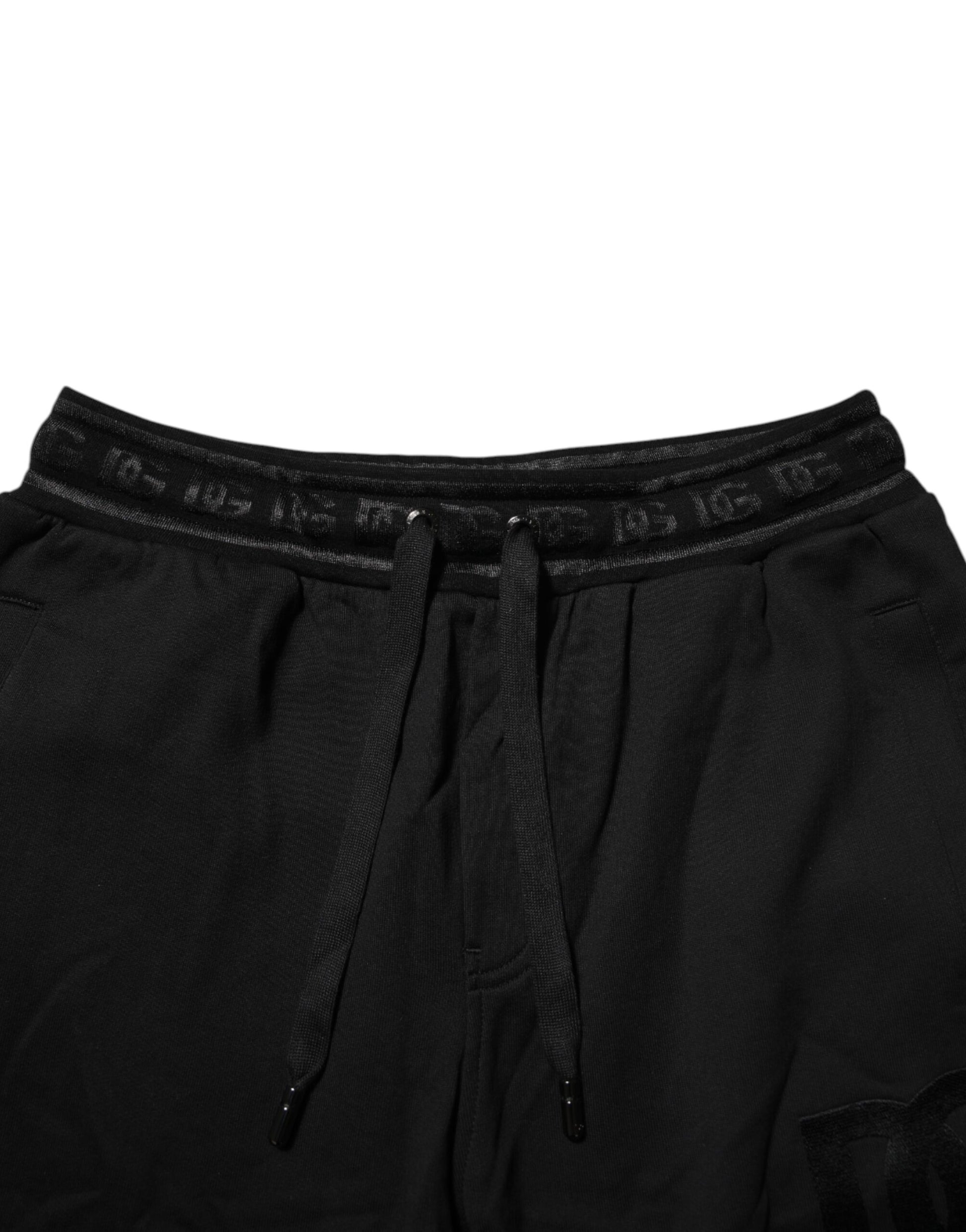 Dolce & Gabbana Black Cotton Drawstring Jogger Pants Dolce & Gabbana