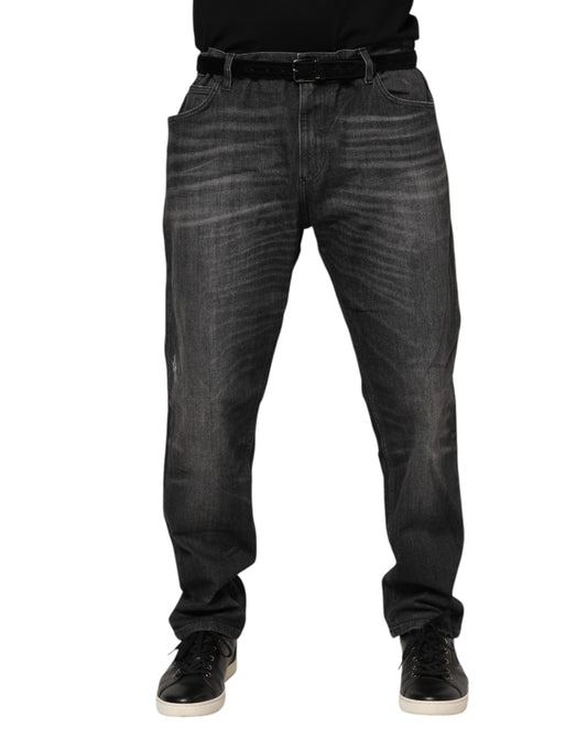 Dolce & Gabbana Gray Washed Cotton Loose Denim Jeans Dolce & Gabbana