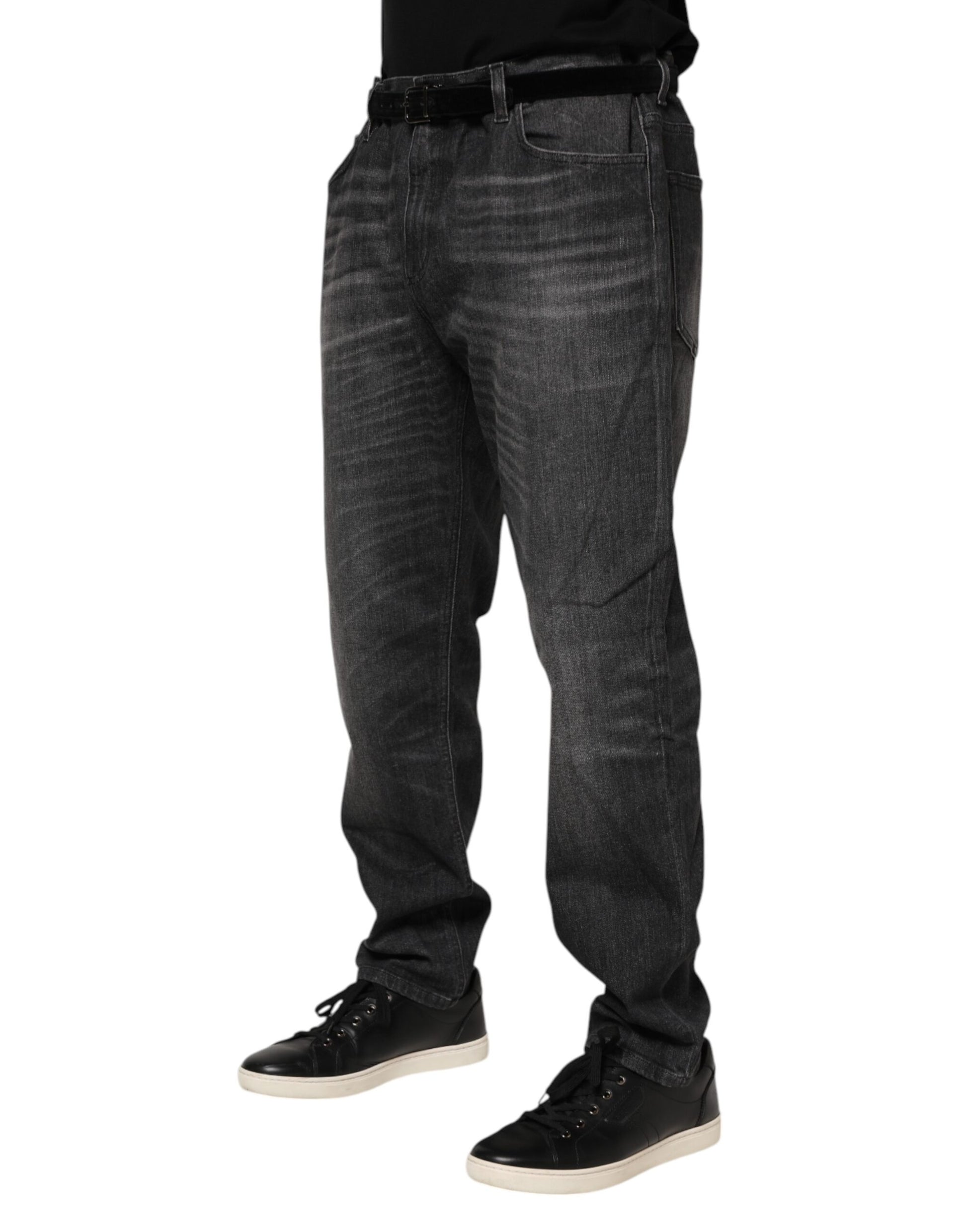 Dolce & Gabbana Gray Washed Cotton Loose Denim Jeans Dolce & Gabbana