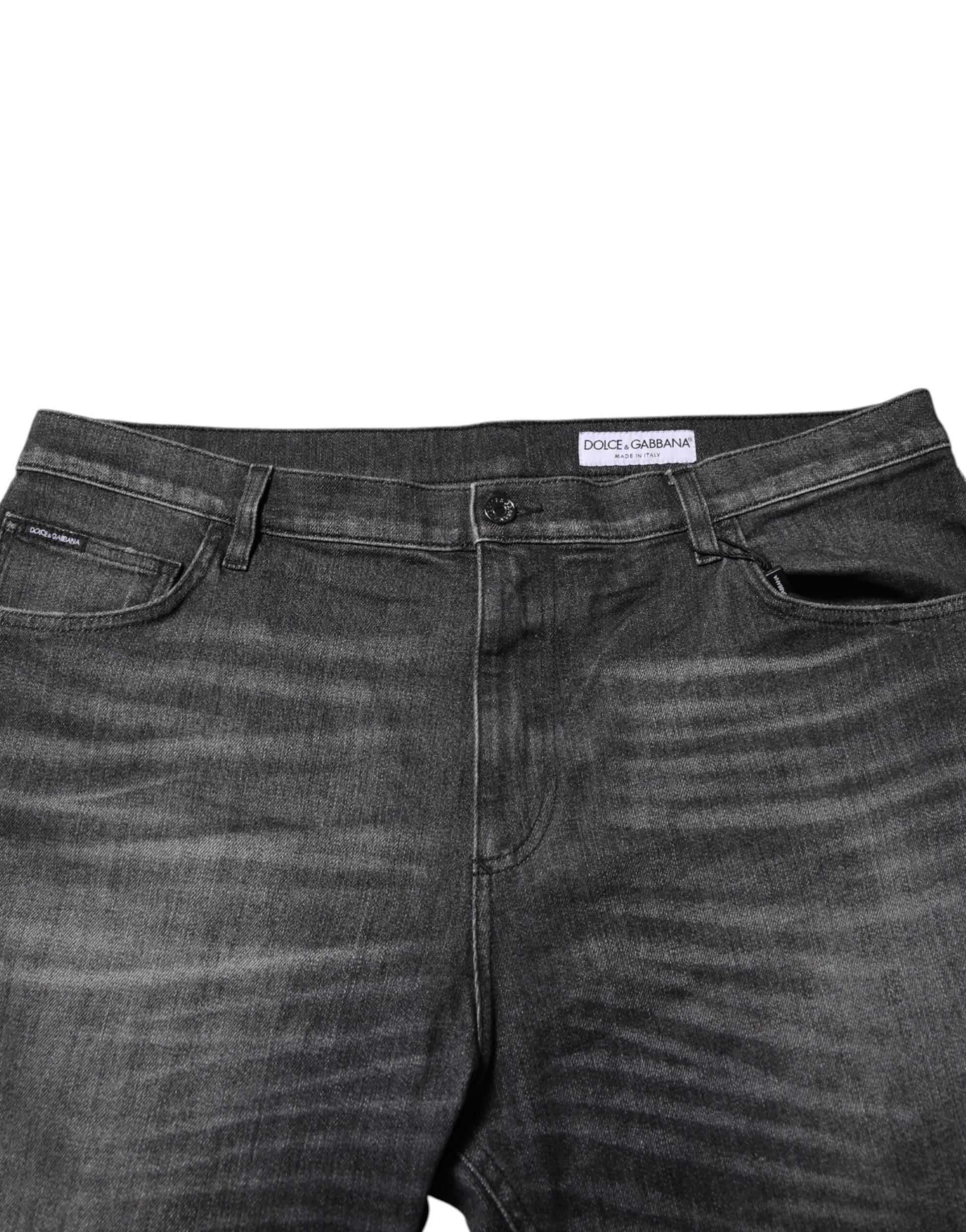 Dolce & Gabbana Gray Washed Cotton Loose Denim Jeans Dolce & Gabbana