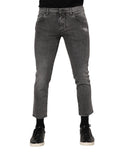 Dolce & Gabbana Gray Cotton Logo Plaque Men Denim Jeans - Eljoys Fashion 