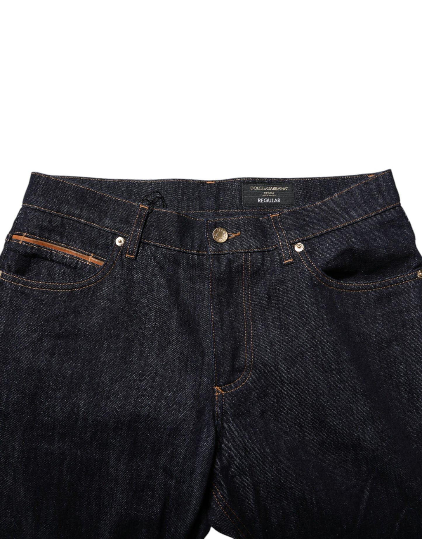 Dolce & Gabbana Dark Blue Cotton Logo Plaque Men Denim Jeans Dolce & Gabbana