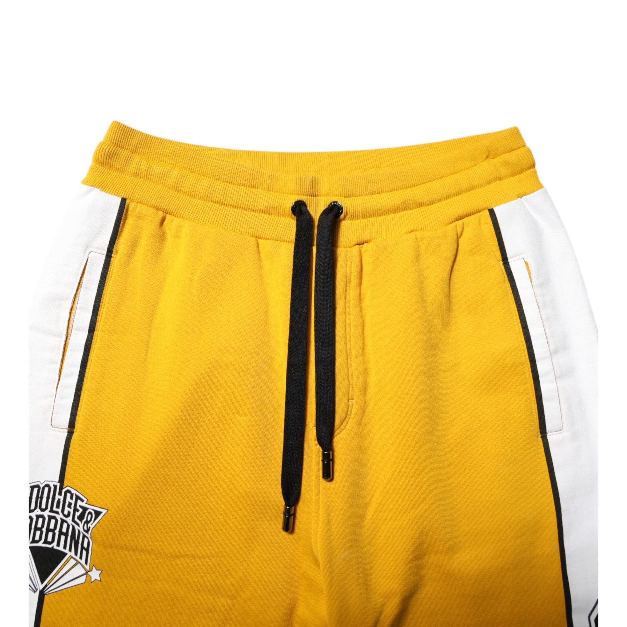 Dolce & Gabbana Yellow Cotton Drawstring Jogger Pants