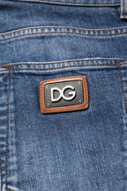 Dolce & Gabbana Blue Cotton Logo Plaque Denim Jeans - Eljoys Fashion 