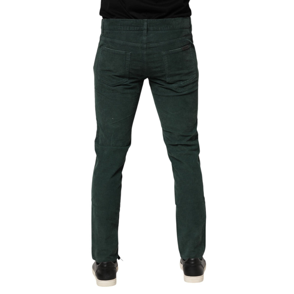 Dolce & Gabbana Green Cotton Corduroy Skinny Pants