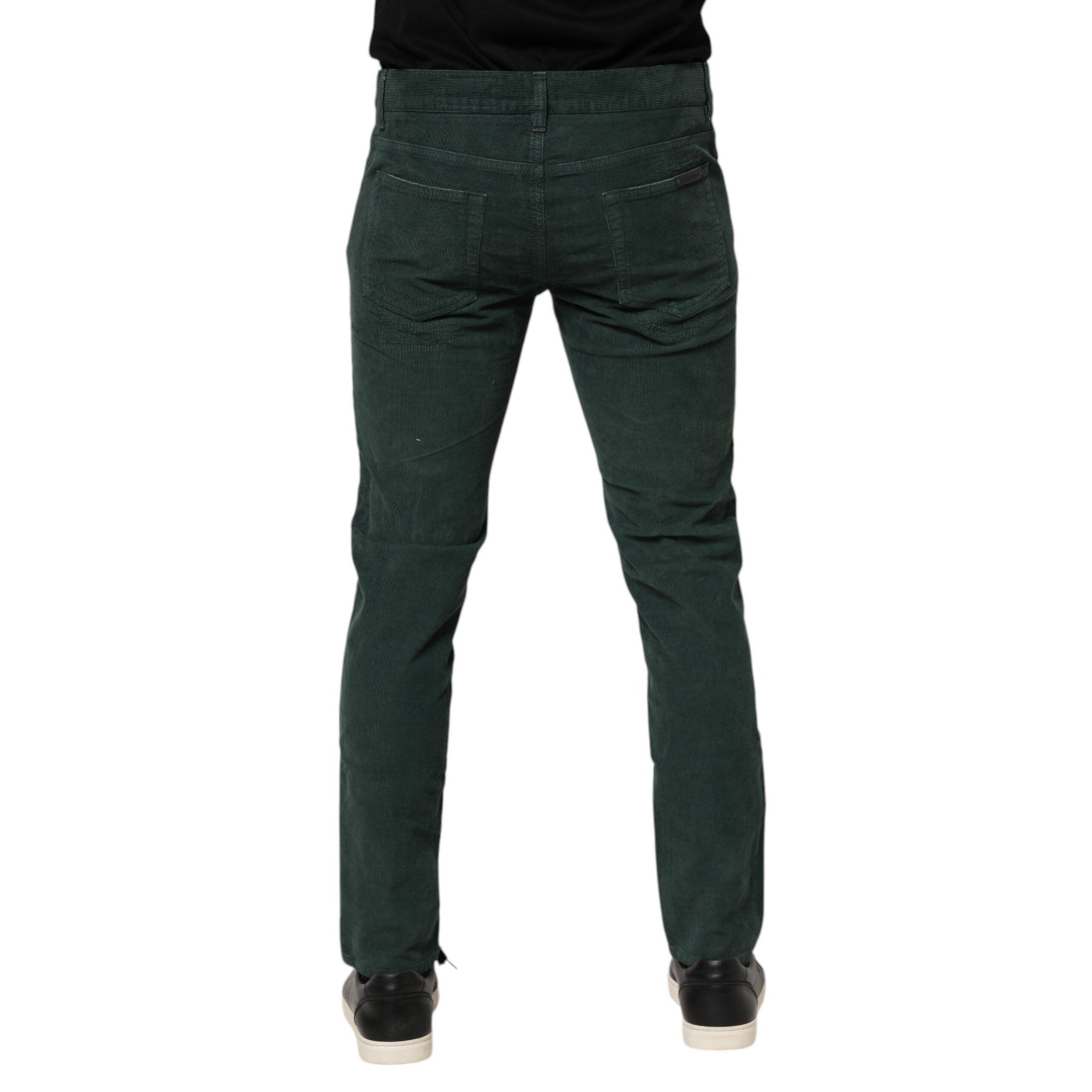 Dolce & Gabbana Green Cotton Corduroy Skinny Pants