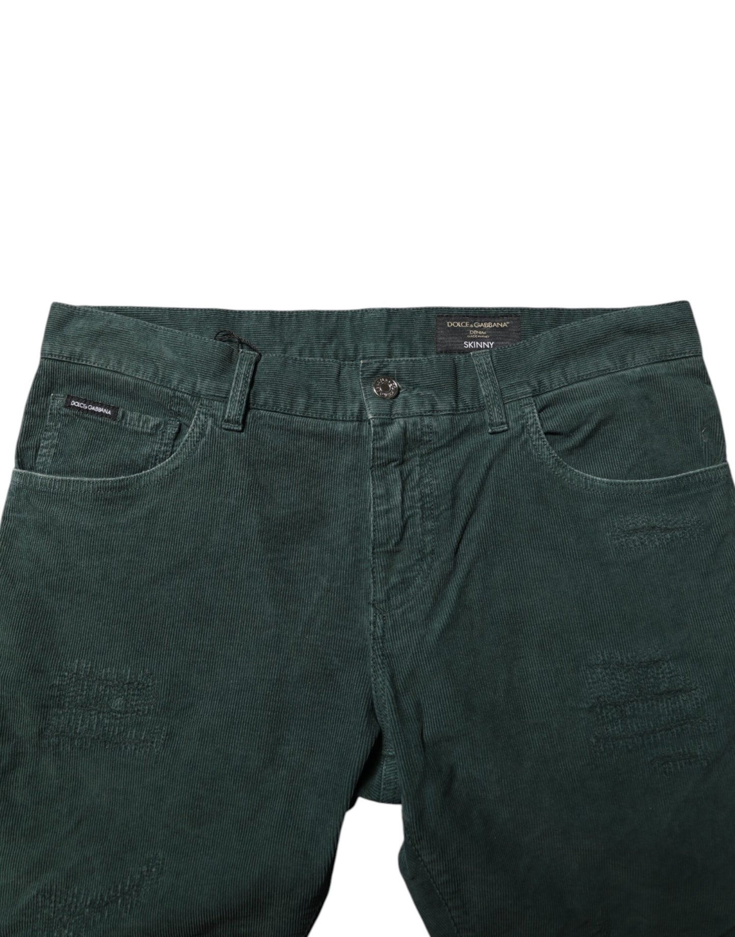 Dolce & Gabbana Green Cotton Corduroy Skinny Pants Dolce & Gabbana