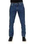 Dolce & Gabbana Blue Cotton Logo Plaque Denim Jeans - Eljoys Fashion 