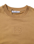 Dolce & Gabbana Mustard Cotton DG Embossed Pullover Sweater - Eljoys Fashion 