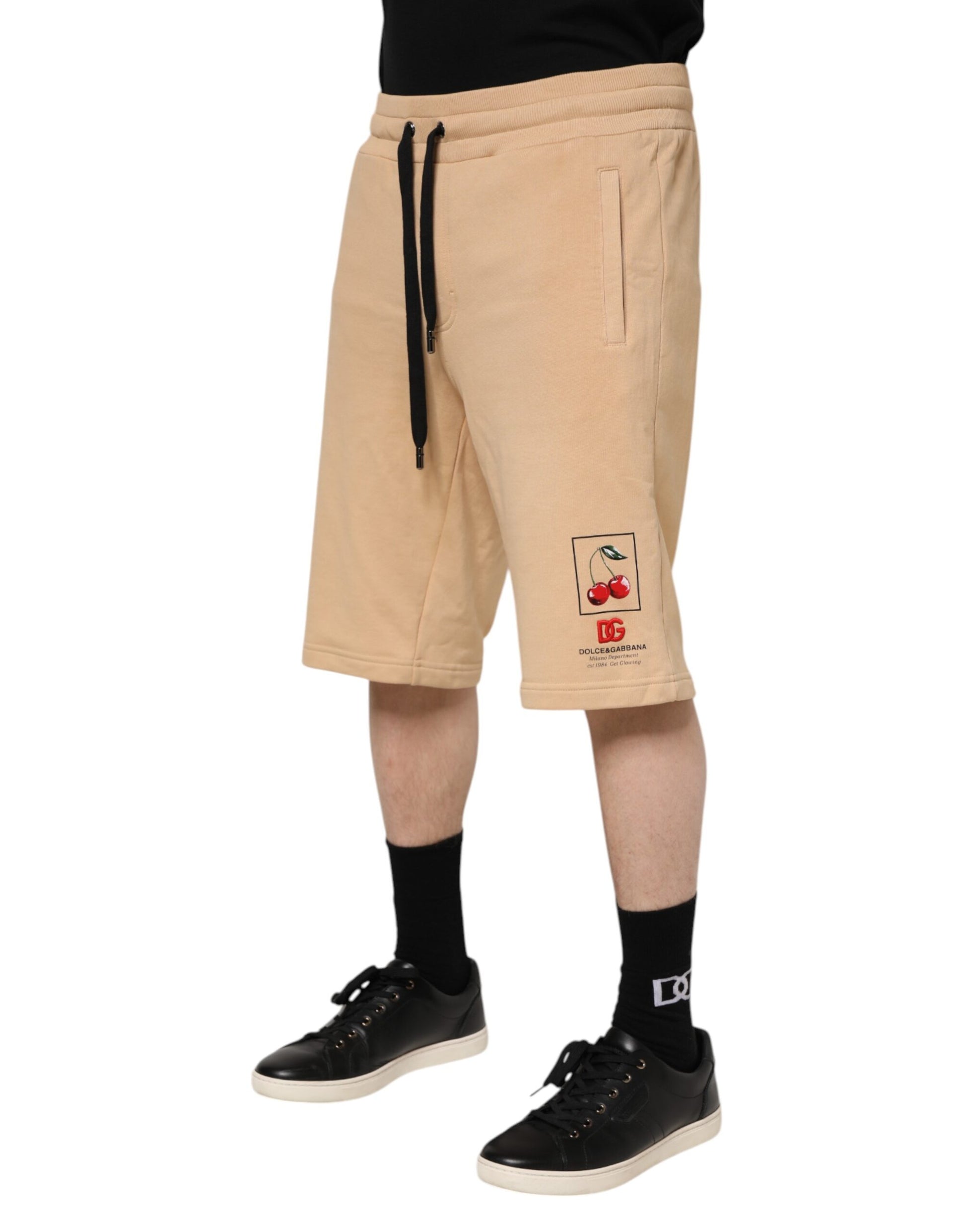 Dolce & Gabbana Yellow Cotton Men Bermuda Sweatshorts Shorts Dolce & Gabbana