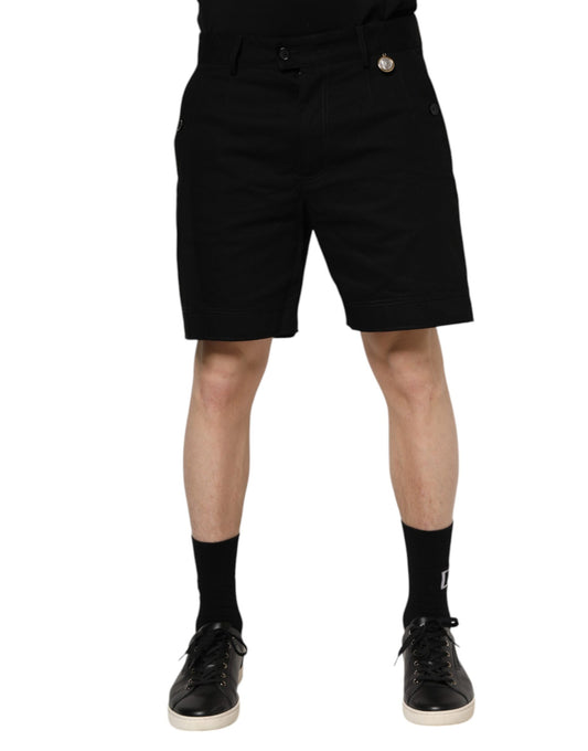 Dolce & Gabbana Black Cotton Knee Length Men Bermuda Shorts Dolce & Gabbana