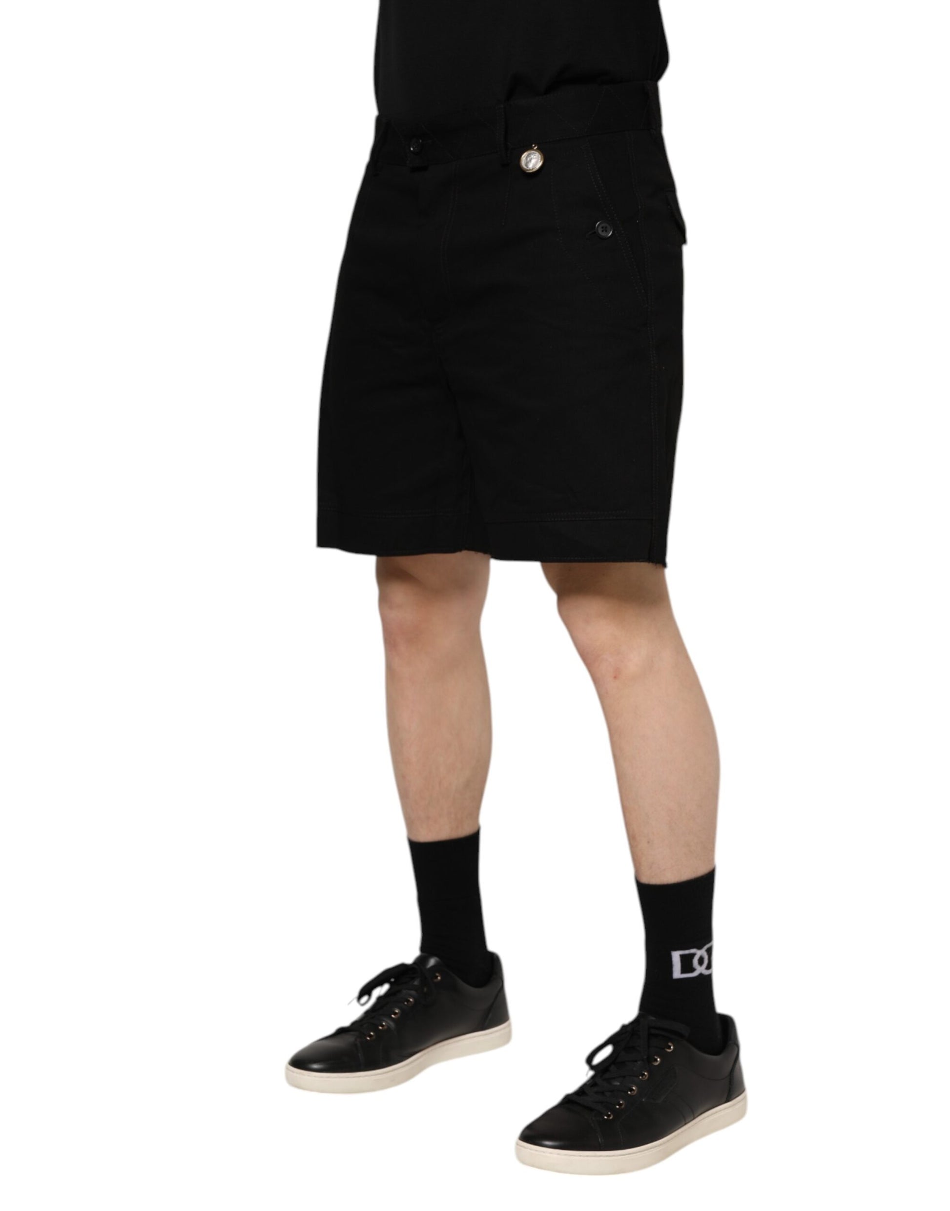Dolce & Gabbana Black Cotton Knee Length Men Bermuda Shorts Dolce & Gabbana