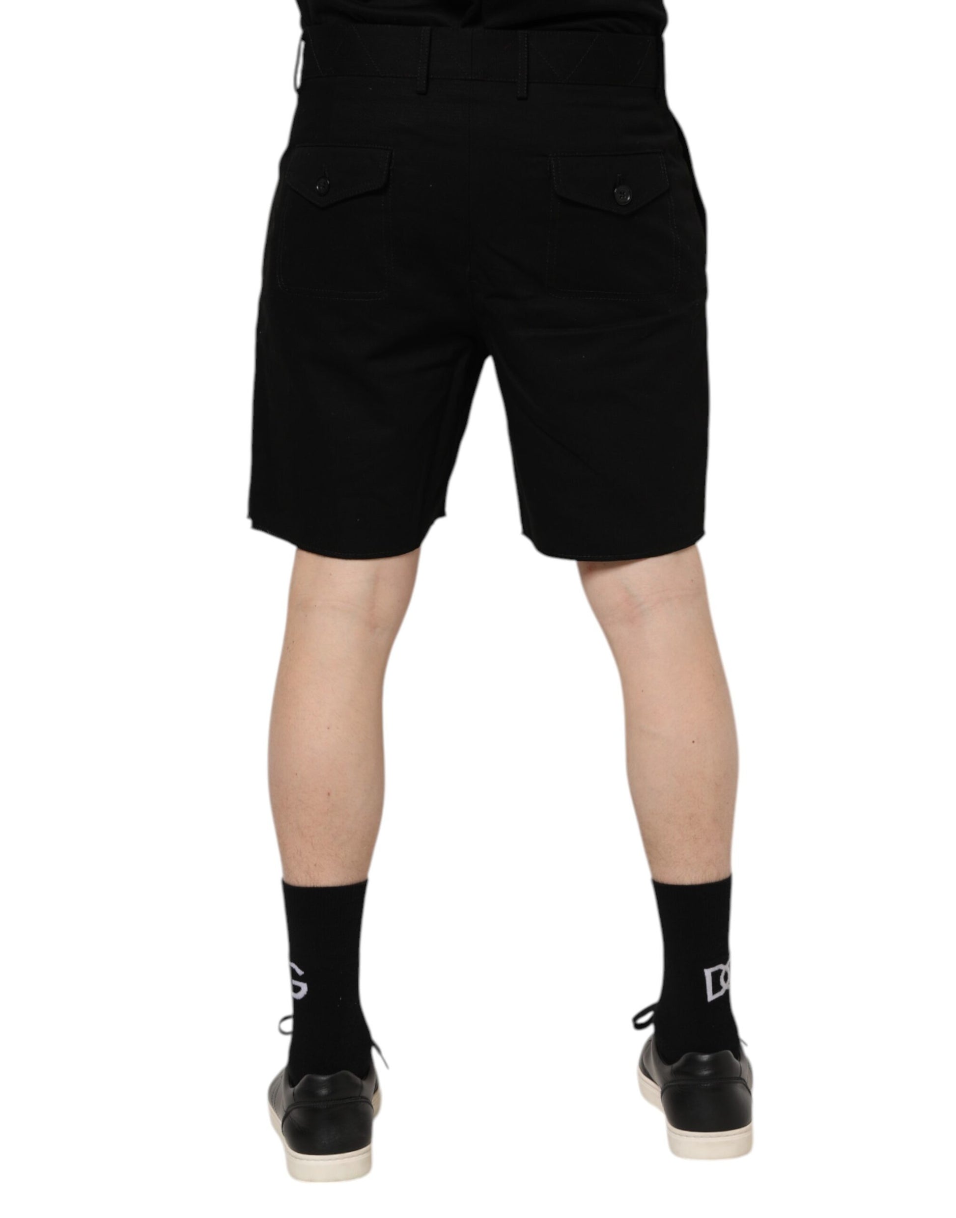 Dolce & Gabbana Black Cotton Knee Length Men Bermuda Shorts Dolce & Gabbana