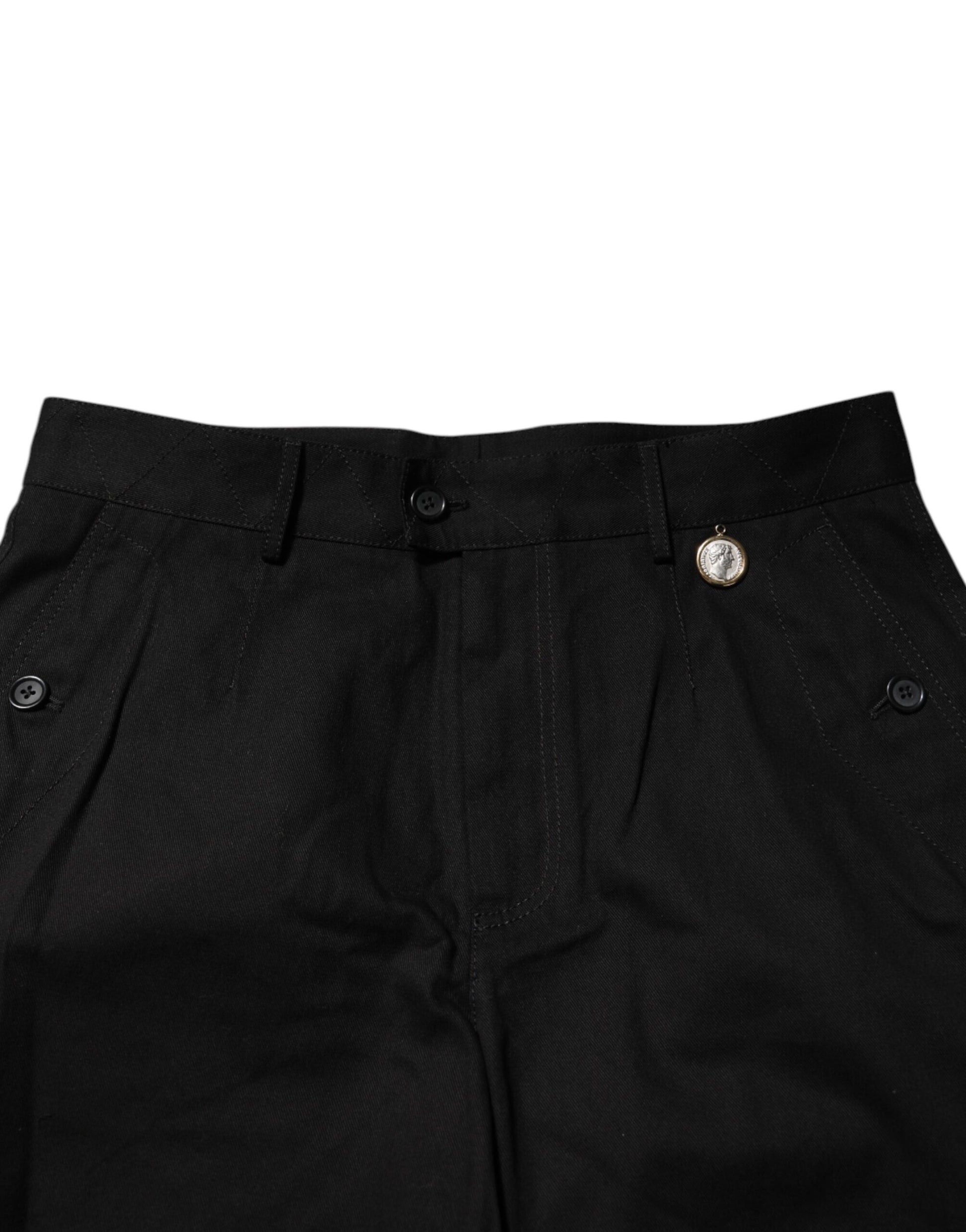 Dolce & Gabbana Black Cotton Knee Length Men Bermuda Shorts Dolce & Gabbana