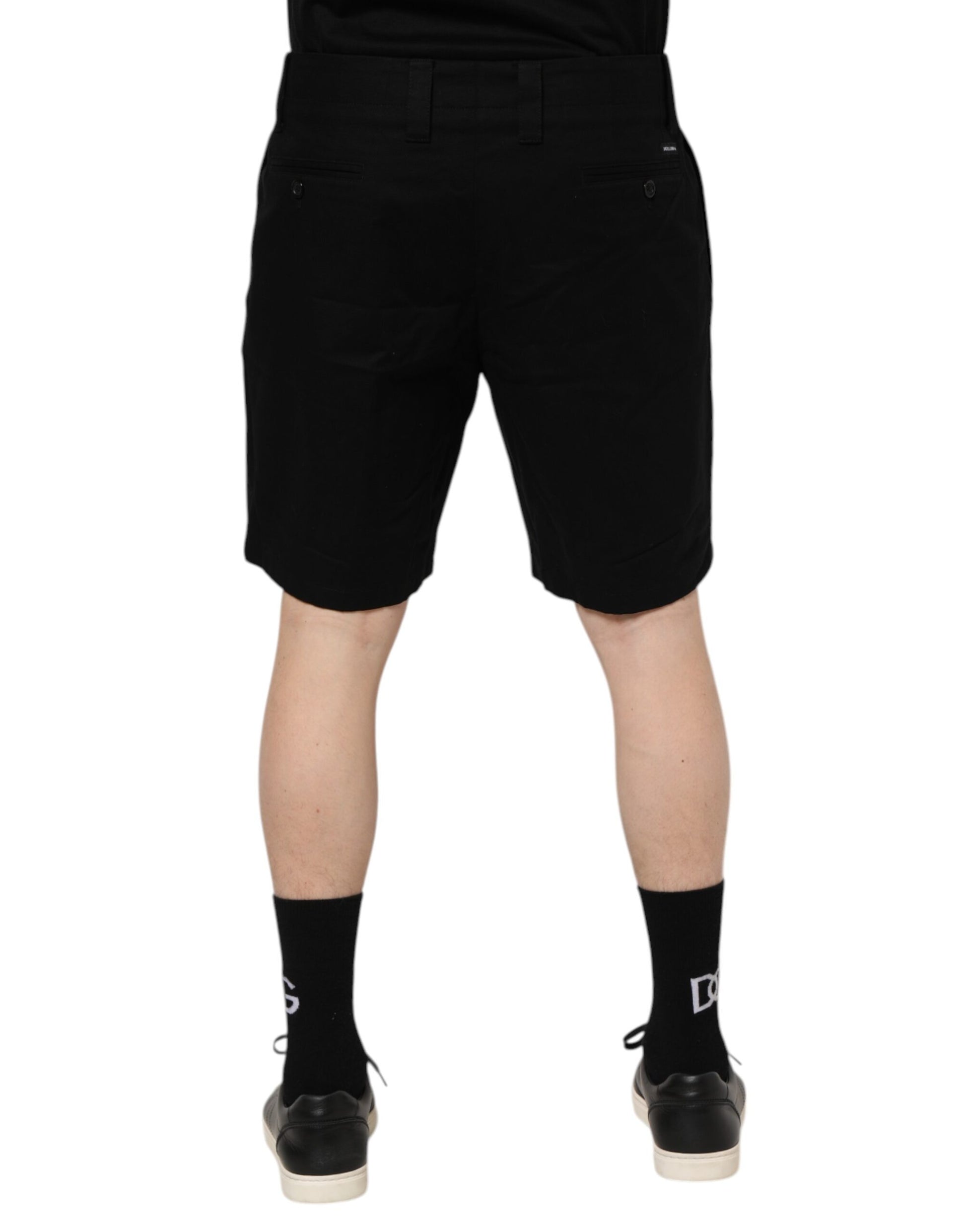 Dolce & Gabbana Black Cotton Knee Length Men Bermuda Shorts Dolce & Gabbana
