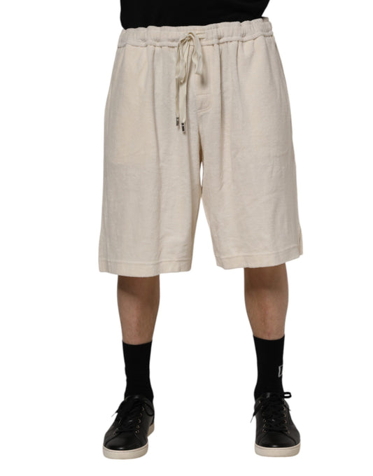 Dolce & Gabbana Ivory Cotton Men Bermuda Sweatshorts Shorts Dolce & Gabbana