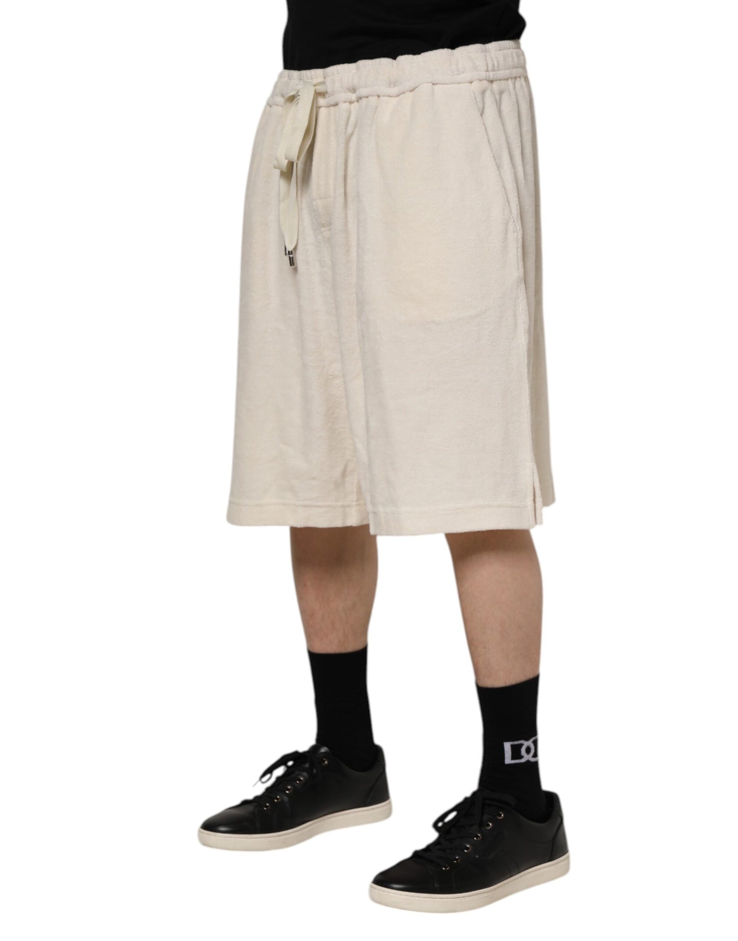 Dolce & Gabbana Ivory Cotton Men Bermuda Sweatshorts Shorts Dolce & Gabbana