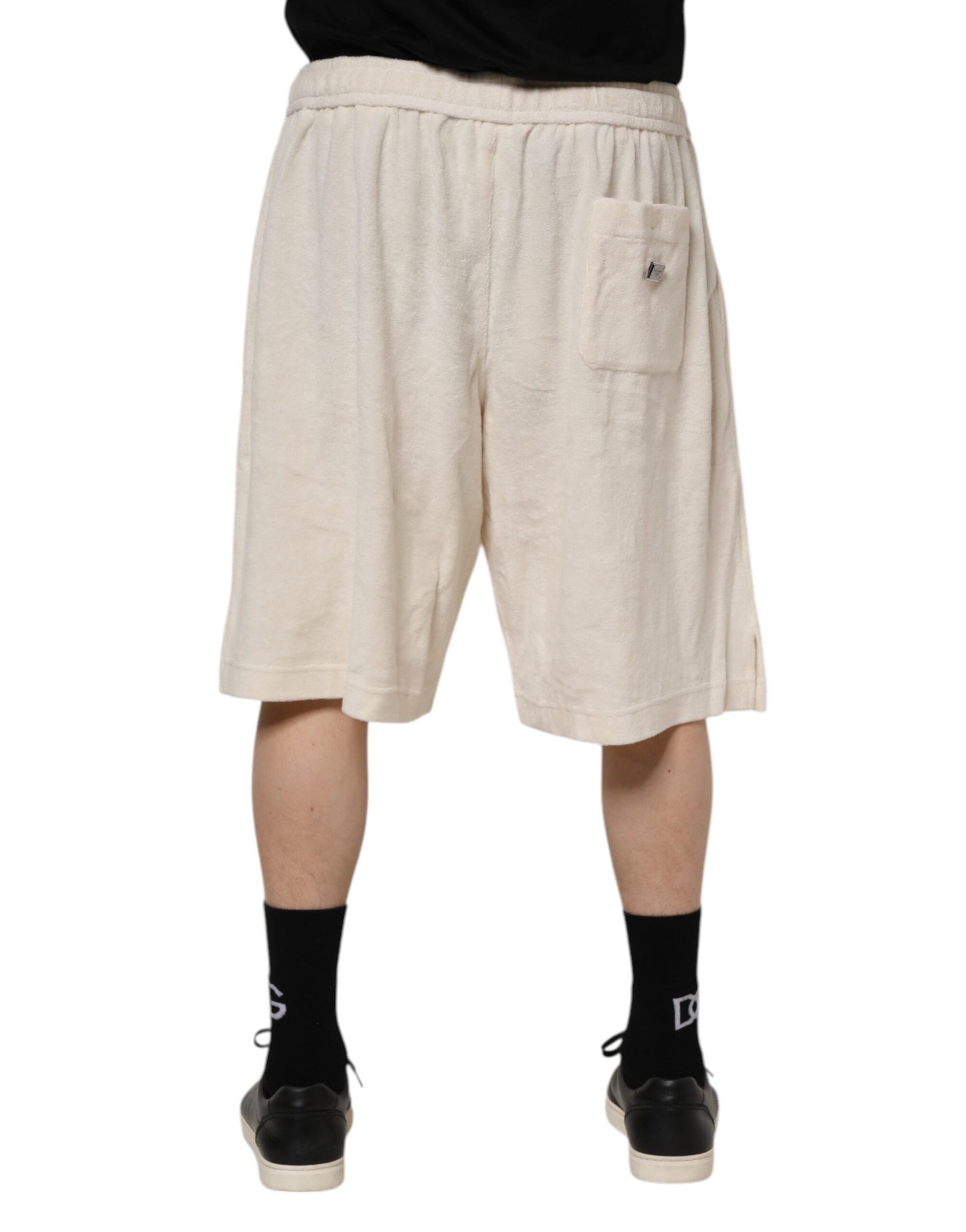 Dolce & Gabbana Ivory Cotton Men Bermuda Sweatshorts Shorts Dolce & Gabbana