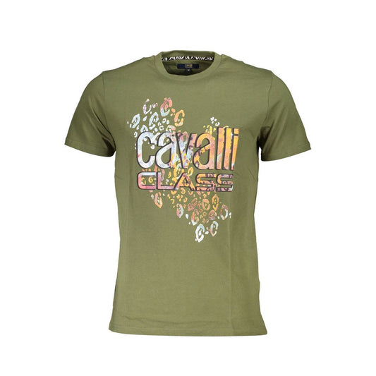 Cavalli Class Green Cotton T-Shirt Cavalli Class