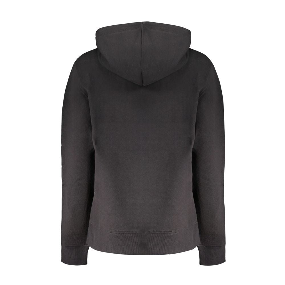 Black cotton women's sweatshirt by Calvin Klein, featuring a relaxed fit and classic logo design.