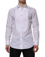 Dolce & Gabbana White Bib Cotton Poplin GOLD Formal Shirt