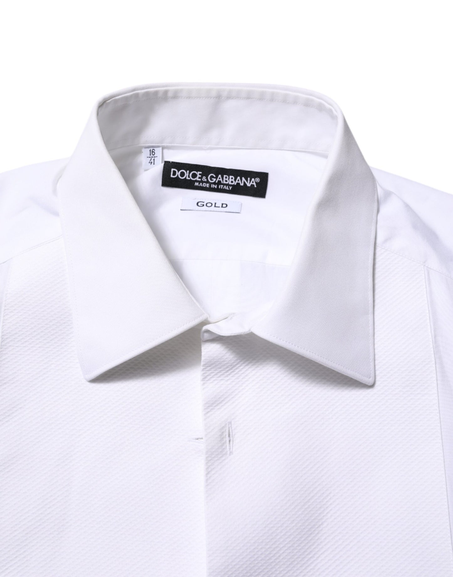 Dolce & Gabbana White Bib Cotton Poplin GOLD Formal Shirt Dolce & Gabbana