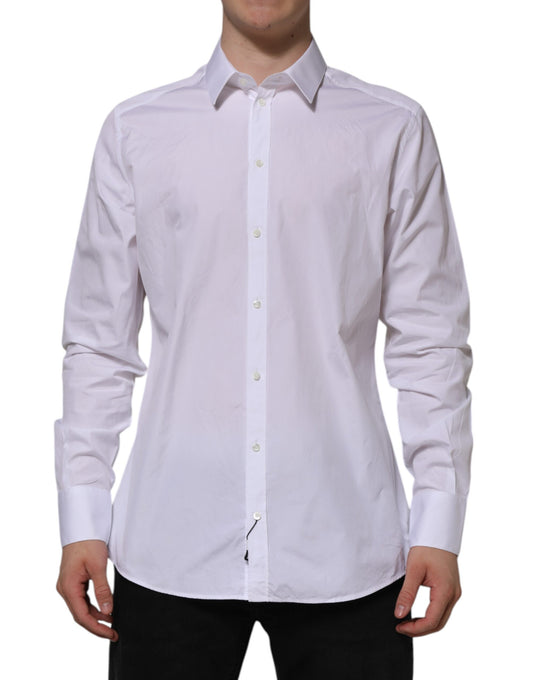 Dolce & Gabbana White Cotton GOLD Long Sleeves Formal Shirt Dolce & Gabbana