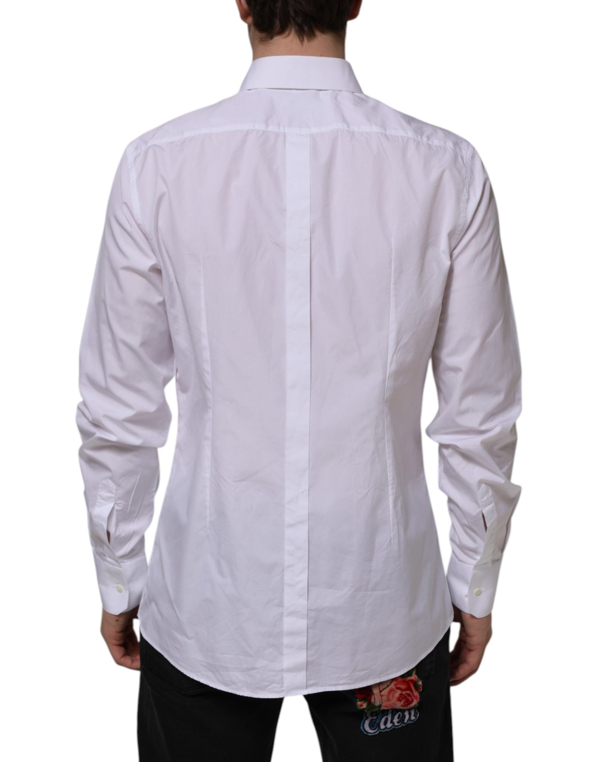 Dolce & Gabbana White Cotton GOLD Long Sleeves Formal Shirt Dolce & Gabbana