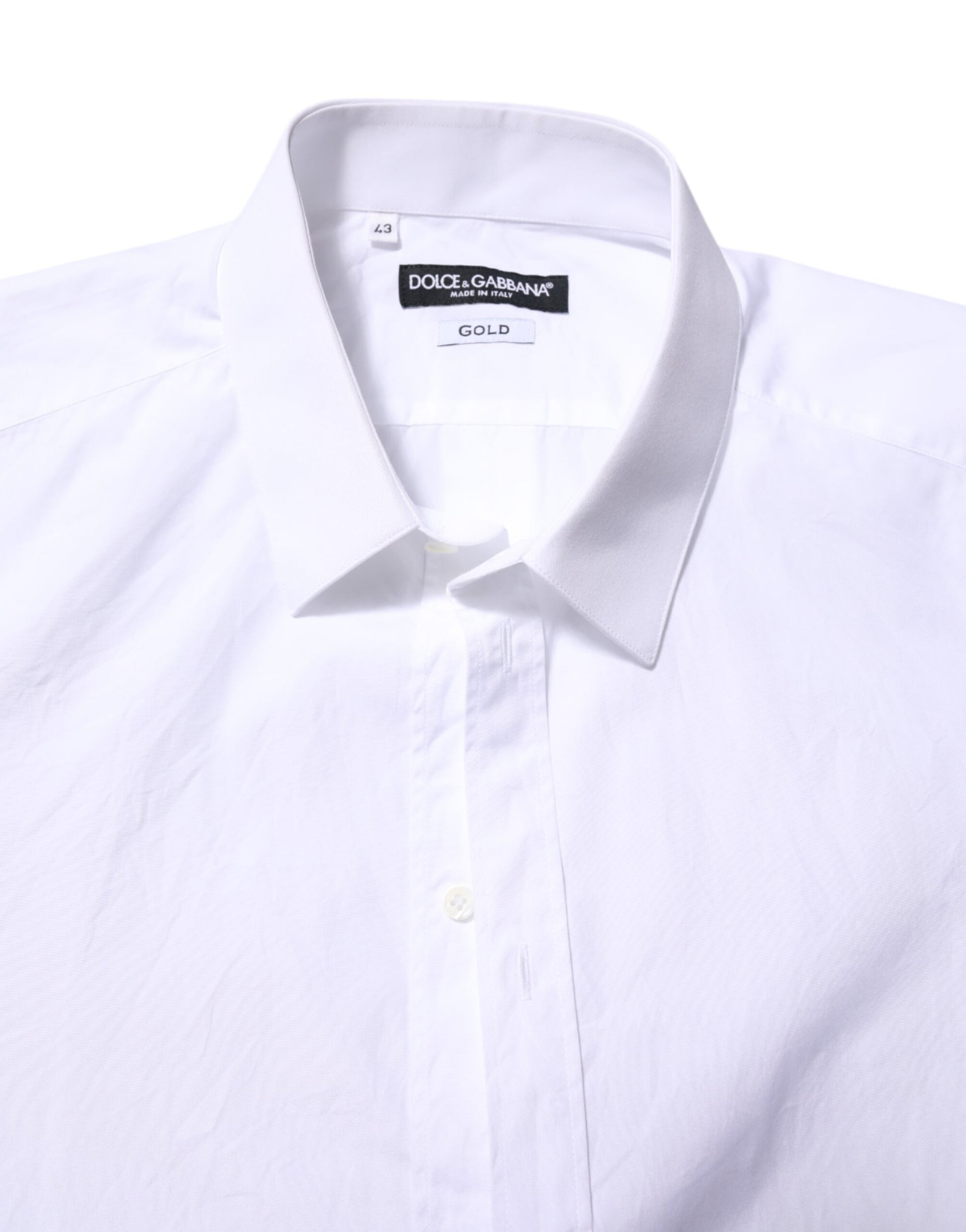 Dolce & Gabbana White Cotton GOLD Long Sleeves Formal Shirt Dolce & Gabbana
