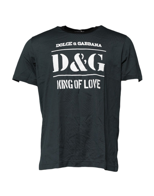 Dolce & Gabbana Black Cotton Printed Short Sleeves T-shirt Dolce & Gabbana