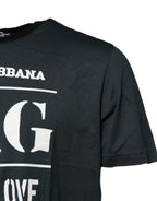 Dolce & Gabbana Black Cotton Printed Short Sleeves T-shirt - Eljoys Fashion 