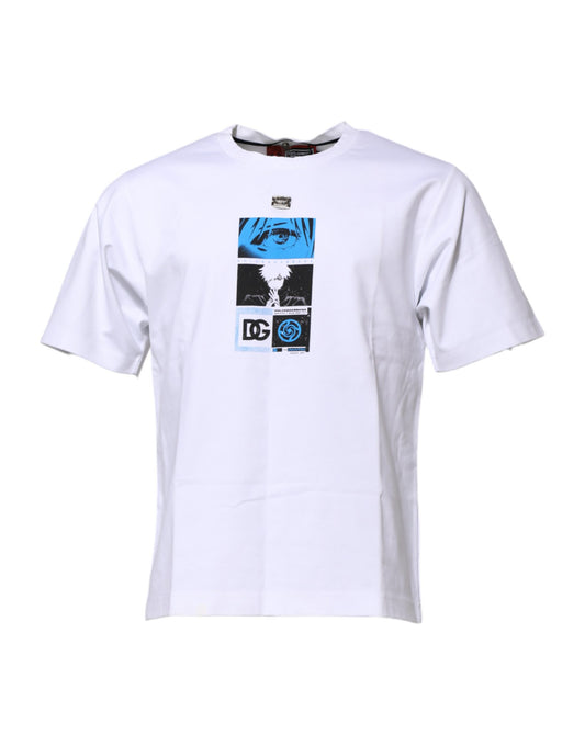 Dolce & Gabbana White Cotton Crew Neck Graphic Print T-shirt Dolce & Gabbana