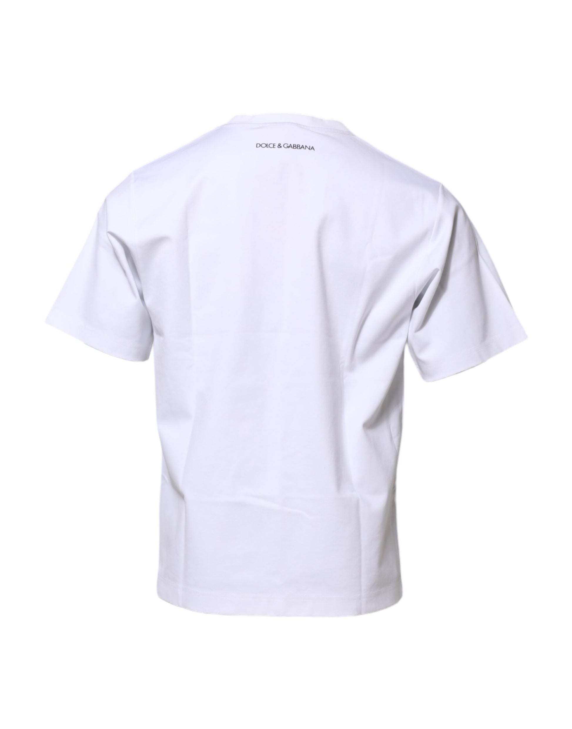 Dolce & Gabbana White Cotton Crew Neck Graphic Print T-shirt Dolce & Gabbana