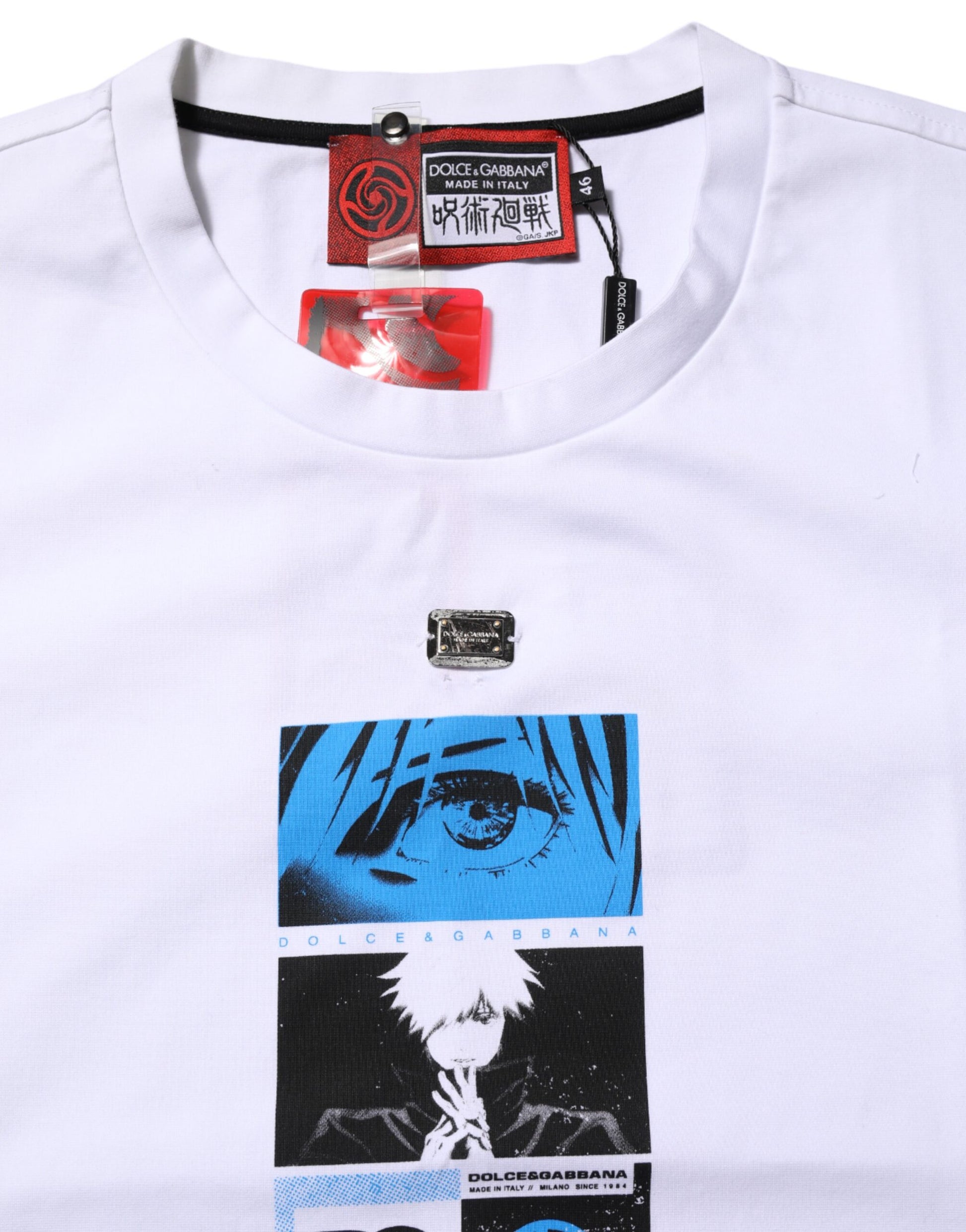 Dolce & Gabbana White Cotton Crew Neck Graphic Print T-shirt Dolce & Gabbana