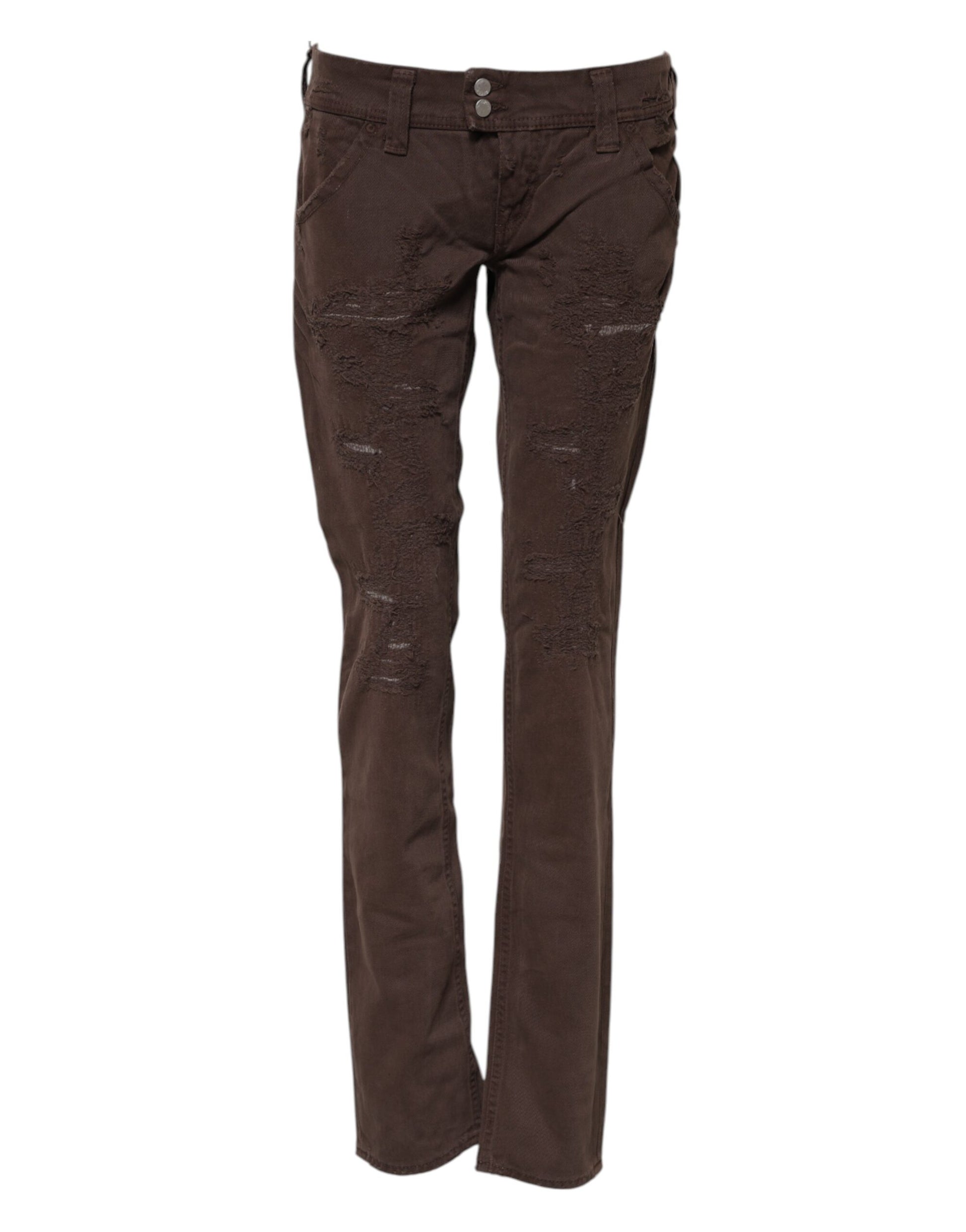 CYCLE Brown Cotton Low Waist Skinny Casual Jeans CYCLE