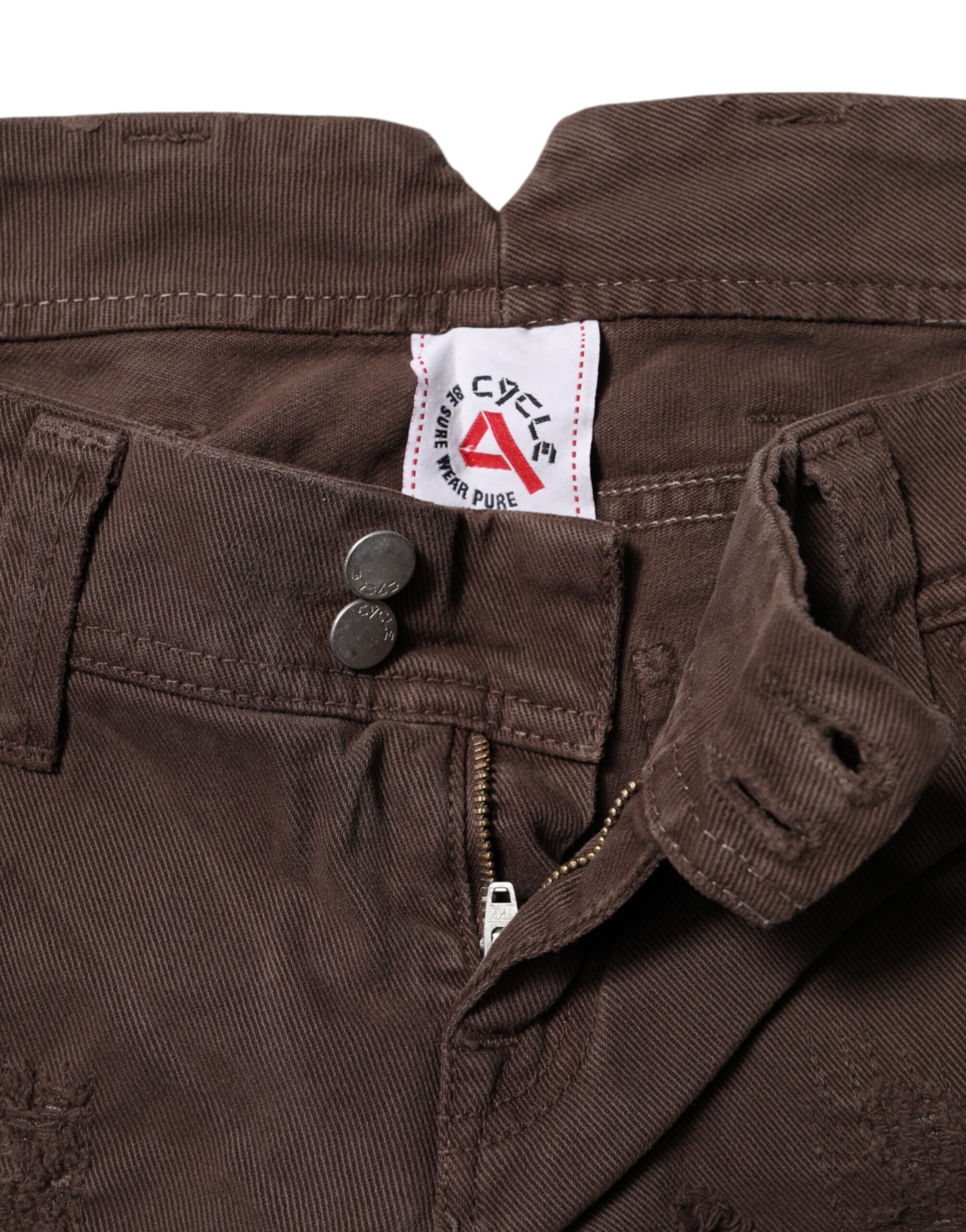 CYCLE Brown Cotton Low Waist Skinny Casual Jeans CYCLE