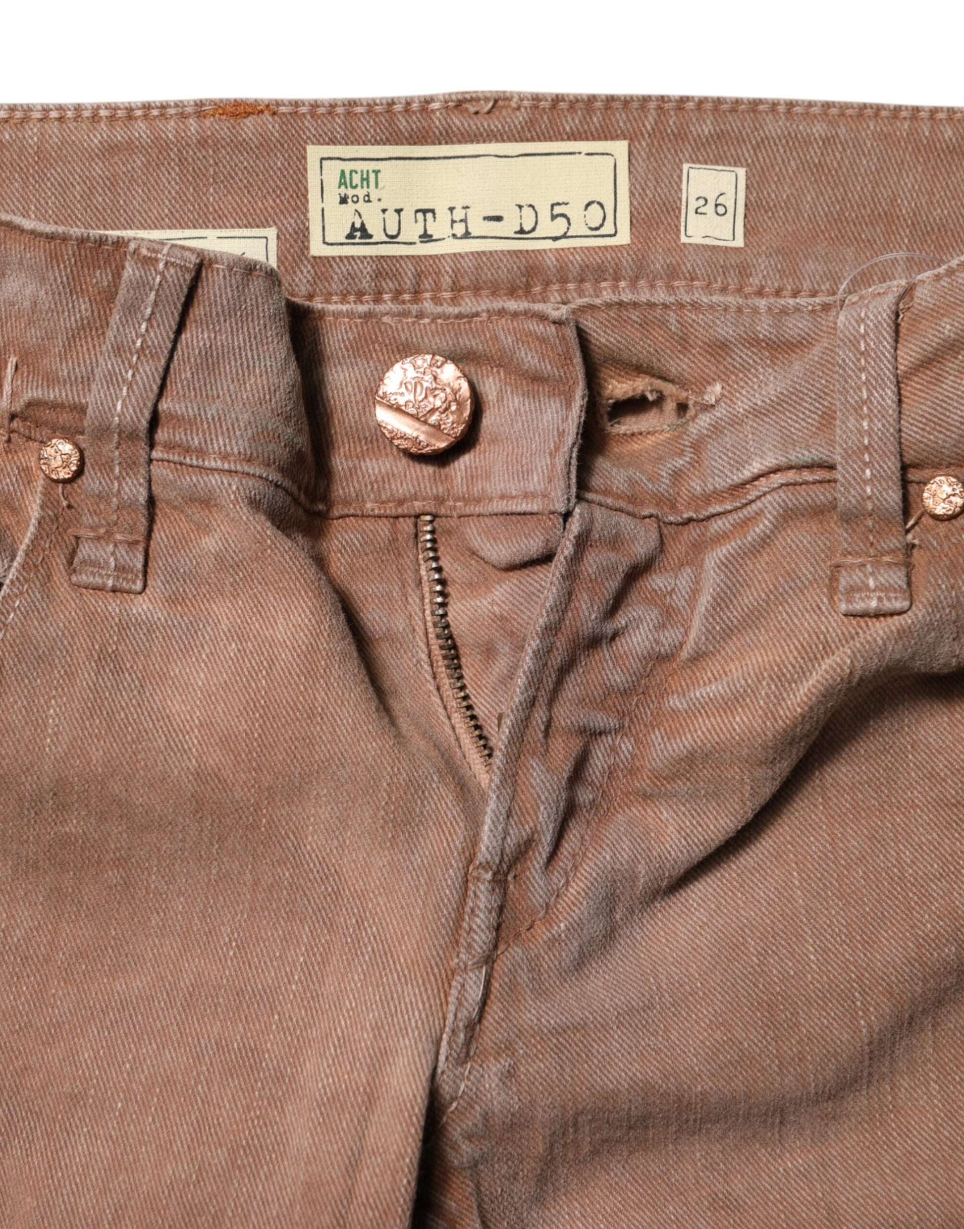 Acht Brown Cotton Slim Fit Denim Low Waist Jeans Acht