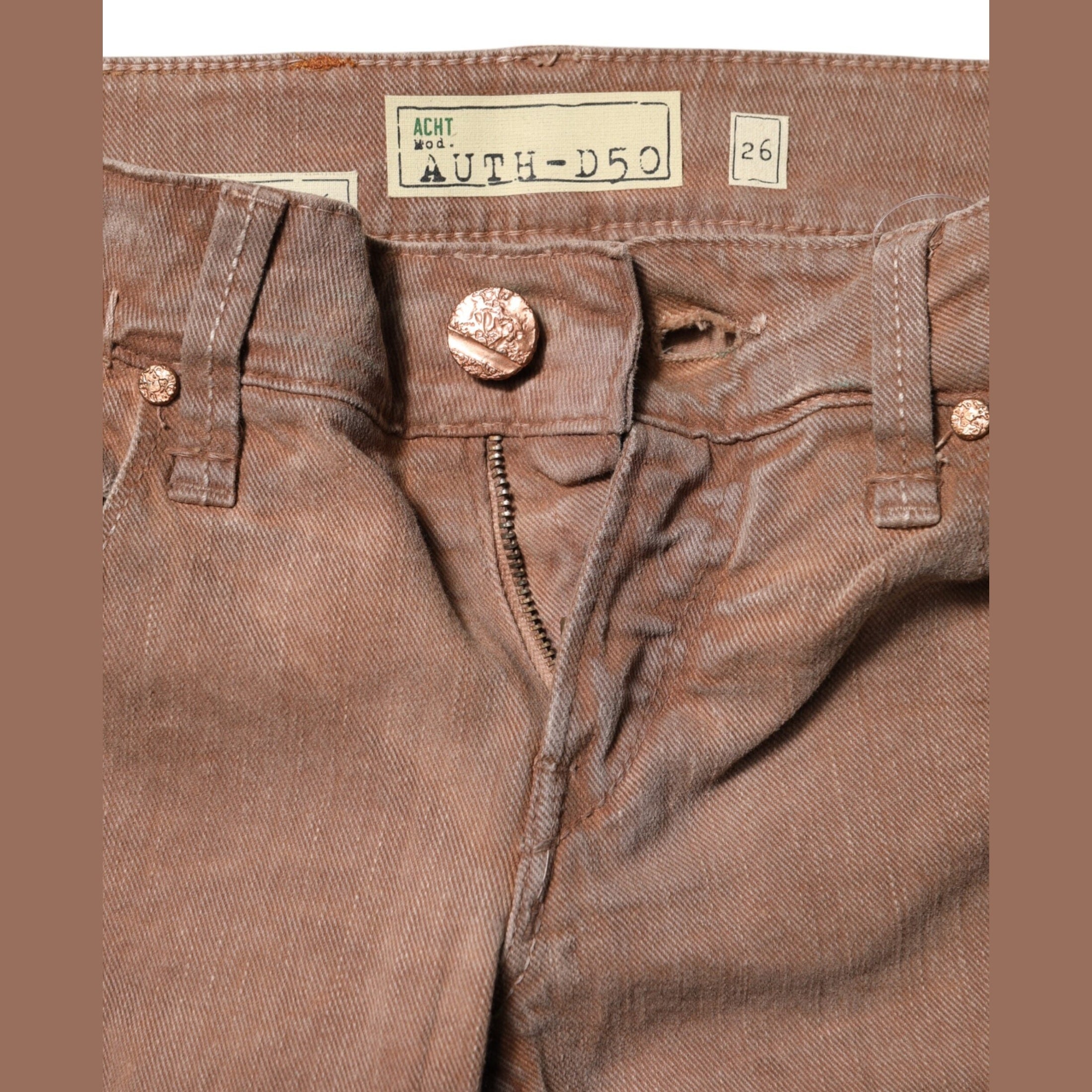 Acht Brown Cotton Slim Fit Denim Low Waist Jeans