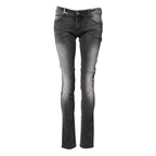 Acht Dark Gray Cotton Slim Fit Denim Low Waist Denim Jeans