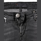 Acht Dark Gray Cotton Slim Fit Denim Low Waist Denim Jeans